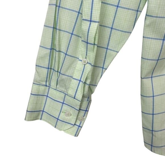 Southern Tide Mens Size Large Button Down Dress Shirt Plaid Green Blue White - Picture 8 of 10